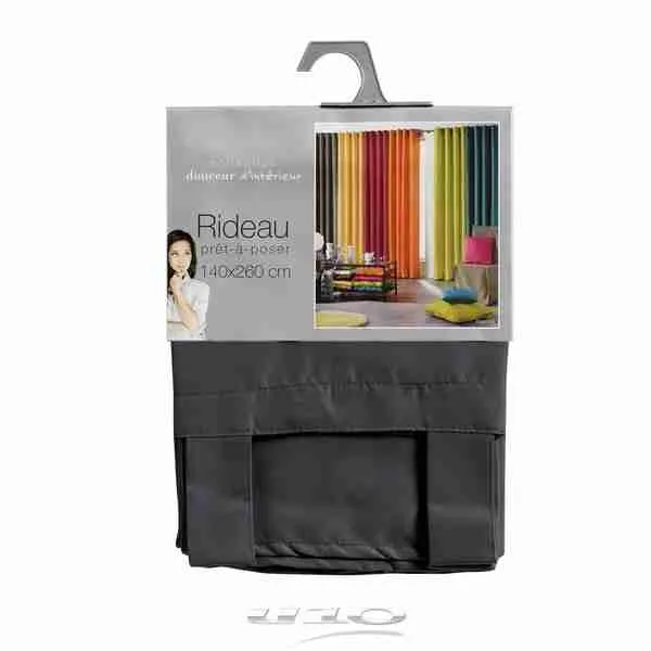 Douceur d’interieur Tenda Con Passanti 140 X 260 Cm Poliestere Unito Essentiel Nero