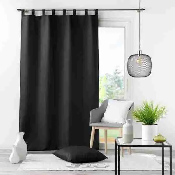 Douceur d’interieur Tenda Con Passanti 140 X 260 Cm Poliestere Unito Essentiel Nero - immagine 2