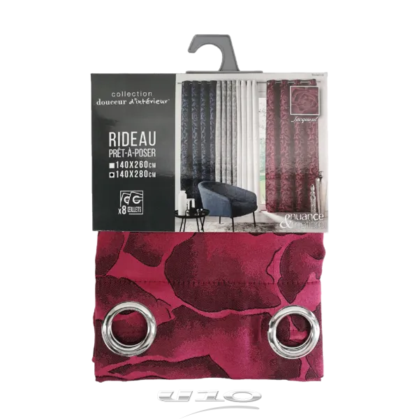 Douceur d’interieur Tenda Con Occhielli 140 X 280 Cm Jacquard Rosalina Rosso Bordeaux