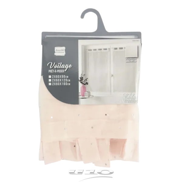 Douceur d’interieur Tendaggio Dritta Con Passanti 2x60x160 Cm Velo Stampato Metalizato Orion Rosa - immagine 2