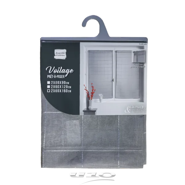 Douceur d’interieur Tendaggio Dritta Passa Bachet 2x60x160 Cm Velo Sabbia Fantasia Eulalie Grigio - immagine 2