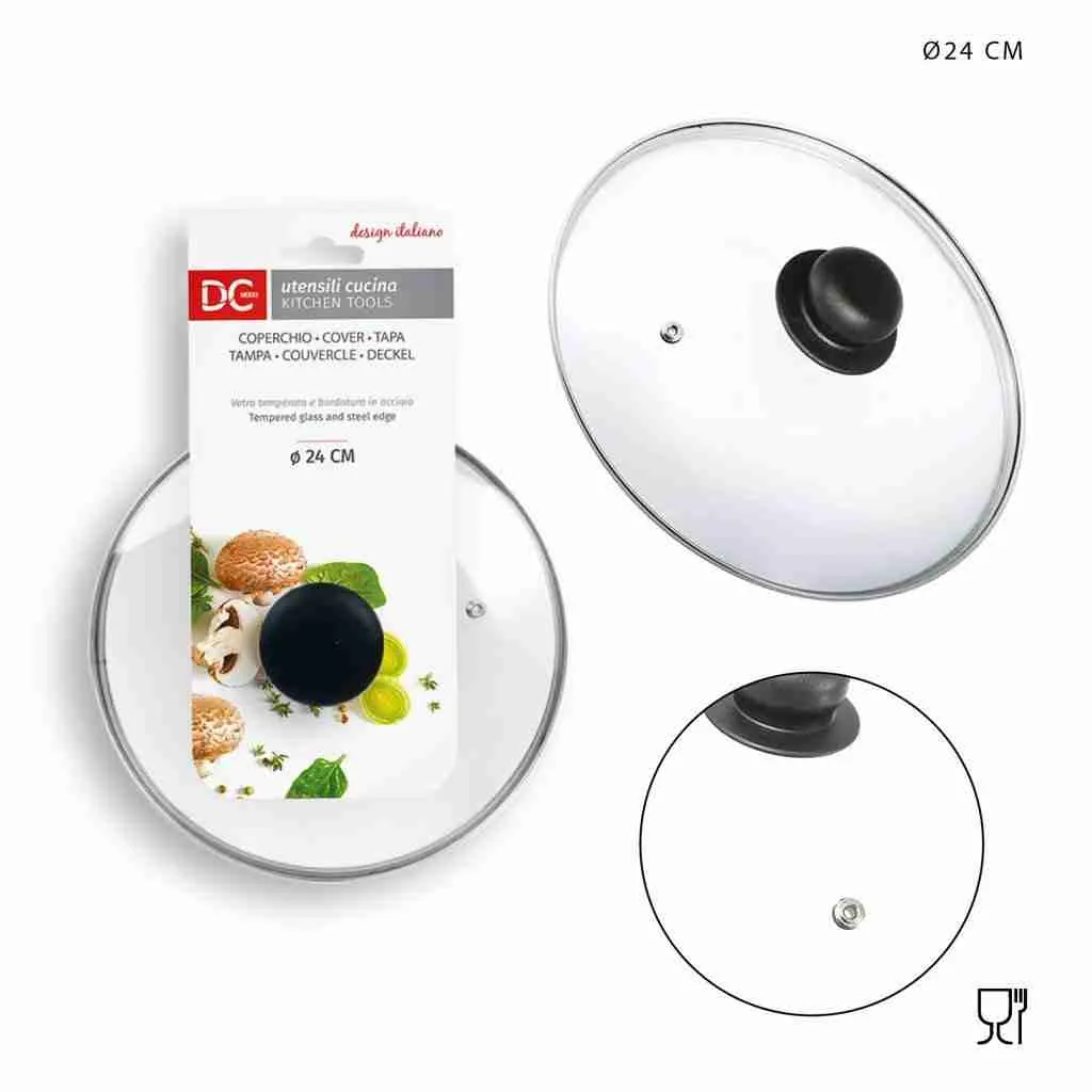 DC Casa Coperchio Vetro Temperato B/Inox 24cm